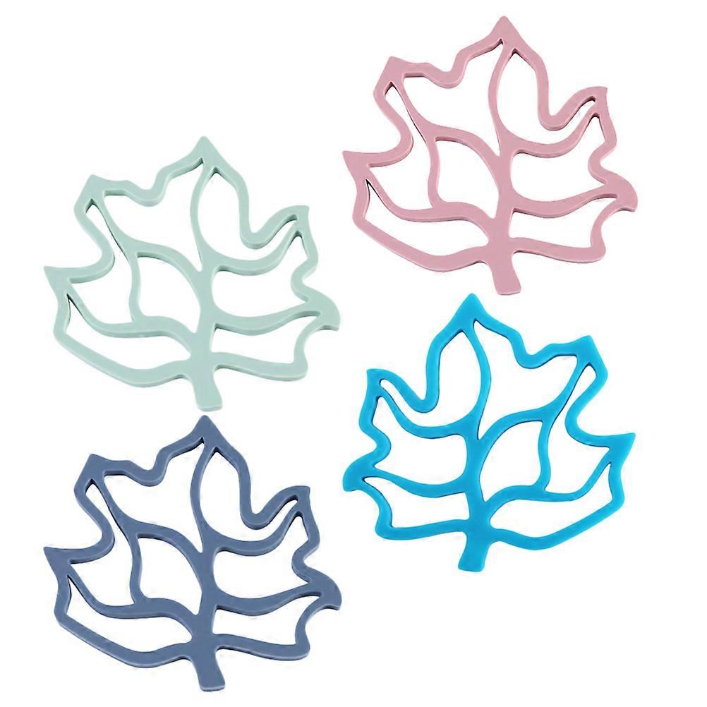 Heat Insulation Pads Silicone Maple Leaf Design for Table Use 8Pcs Sets