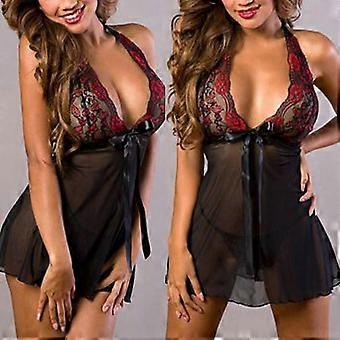 Damen Sexy Bestickte Dessous Sheer Babydoll Bodysuit Unterwäsche Nachtwäsche Lady Outfits Pjs
