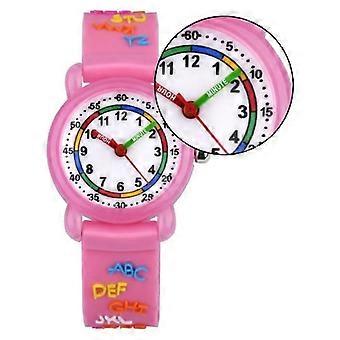 KZKR Educational Watch for Girls and Boys - Pink Learning - Quartz - Analog - Children - Leather