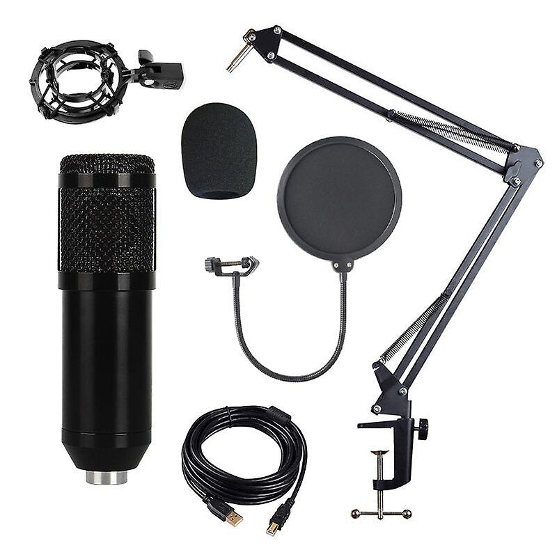 Adjustable Studio Mic Usb Condenser Sound Recording Microphone With Stand For Live Broadcast Podcasting
