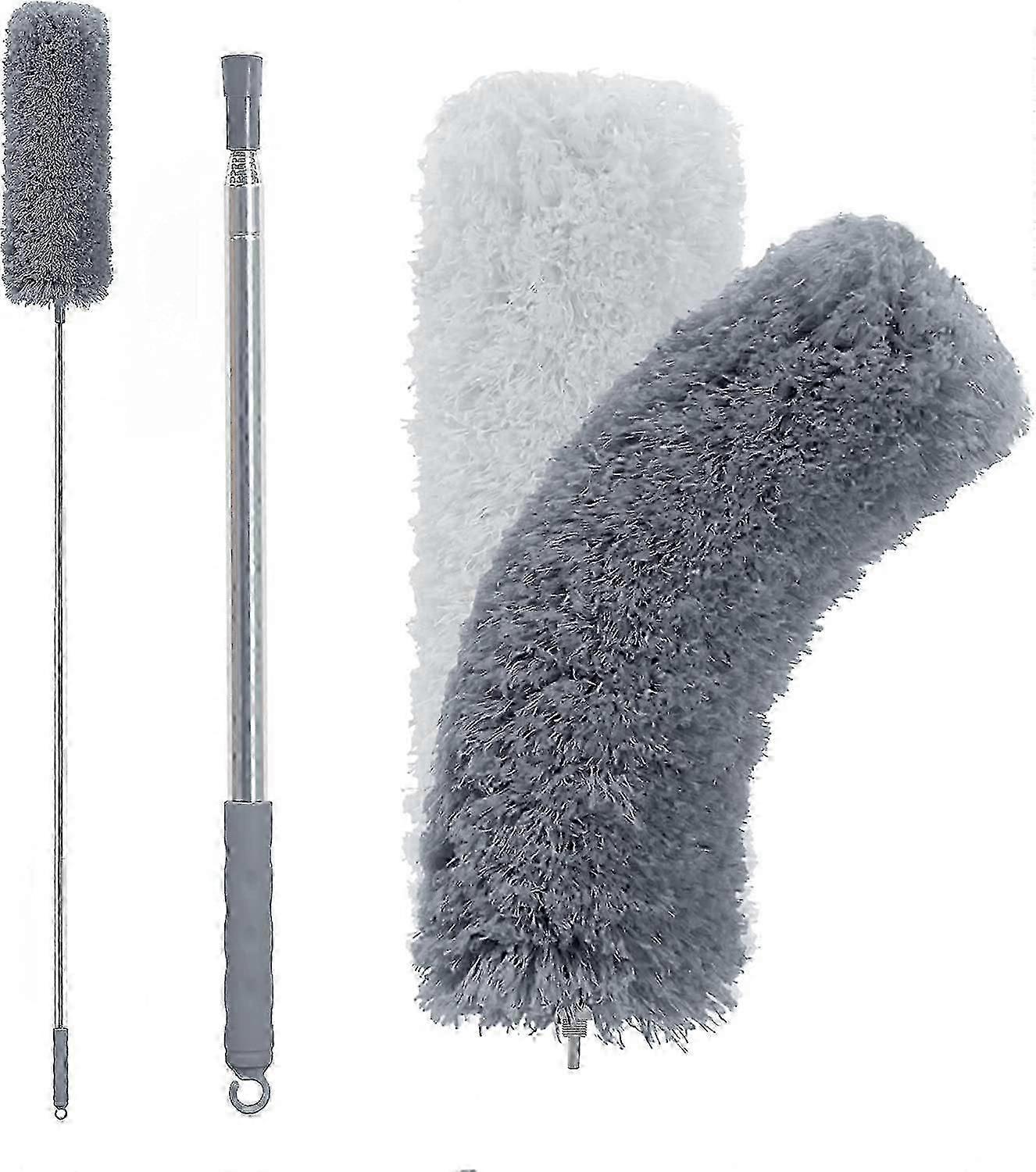 Microfiber Duster with Extendable Handle, 250cm Long, Folding Head ,Dark Gray