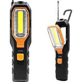 Led Work Lamp, Cob Rechargeable Usb Workshop Lamp, Inspection Lamp Torch With Magnetic Hook 4 Flashlight Lighting Modes For Camping Emergency