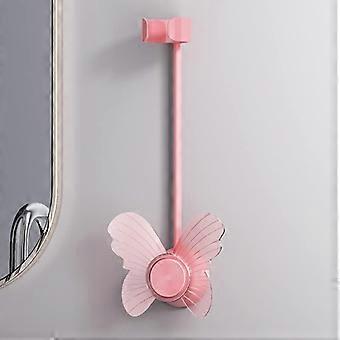 Verstellbarer Haartrocknerhalter Wandmontage, Freisprech-Föhnhalter, Badezimmer-Organizer - Schmetterlingsdekor (rosa)