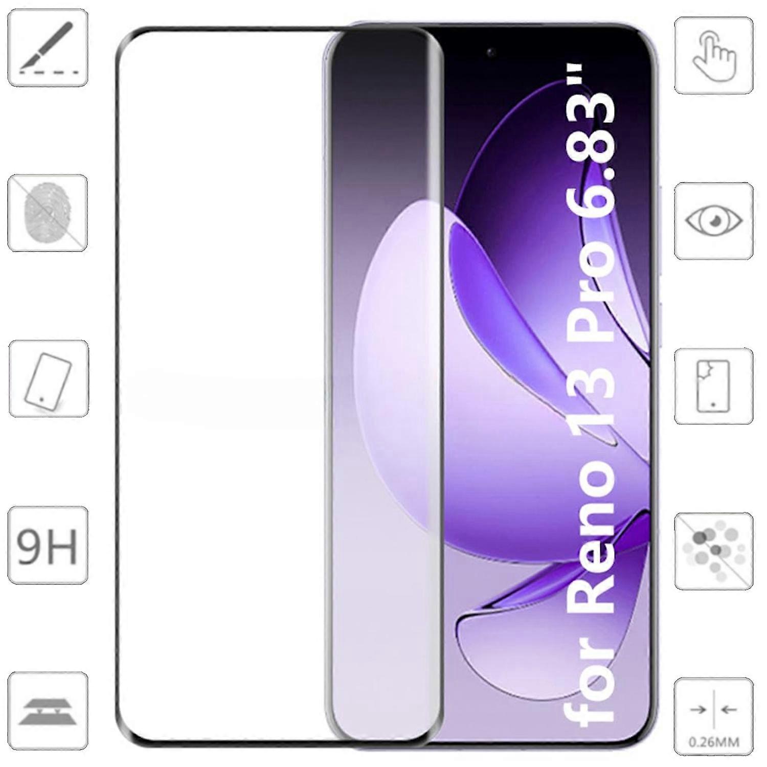 For Oppo Reno 13 Pro 5G 1x 4D Display Full LCD Curved Tempered Glass Film Protective Cover Accessory