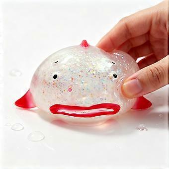 Shark Squishy Toy 1Pc, Kawaii Glitter Sugar Ball Squeeze Toy for Kids Adults, Cute Sea Animal Desk Play Birthday Novelty Gift
