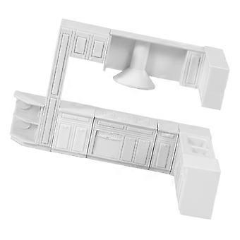 1 set mini diskbänk modell dockhus 1/25 skala tvättställ miniatyr spisskåp