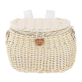 Hand-woven E-scooter Storage Container Strong Load-bearing Bicycle Basket with Straps