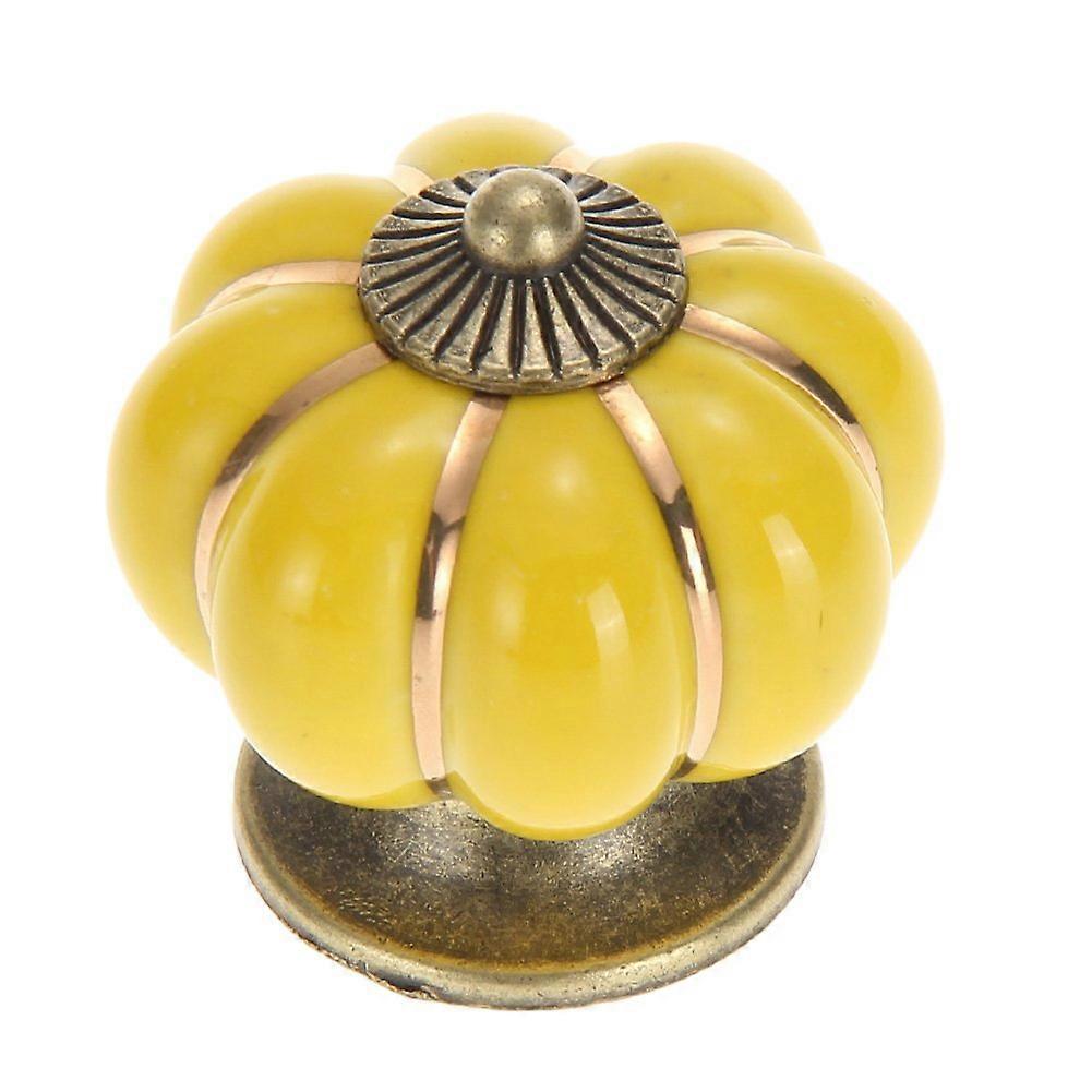 Yellow Ceramic Pumpkin Cabinet Knobs and Drawer Pull Handles Diamond Shape for Cupboard Doors