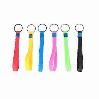 Silicone Key Wristbands with Spoon Keychains - 6 Pack Mixed Colors Rope Lanyards for Keys