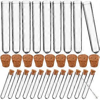 Plastic Test Tubes with Cork Stoppers for Chemical Experiments 100Pcs Set