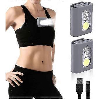 2st utomhus nattljus, usb uppladdningsbart joggingljus, 5 belysningslägen gångljus