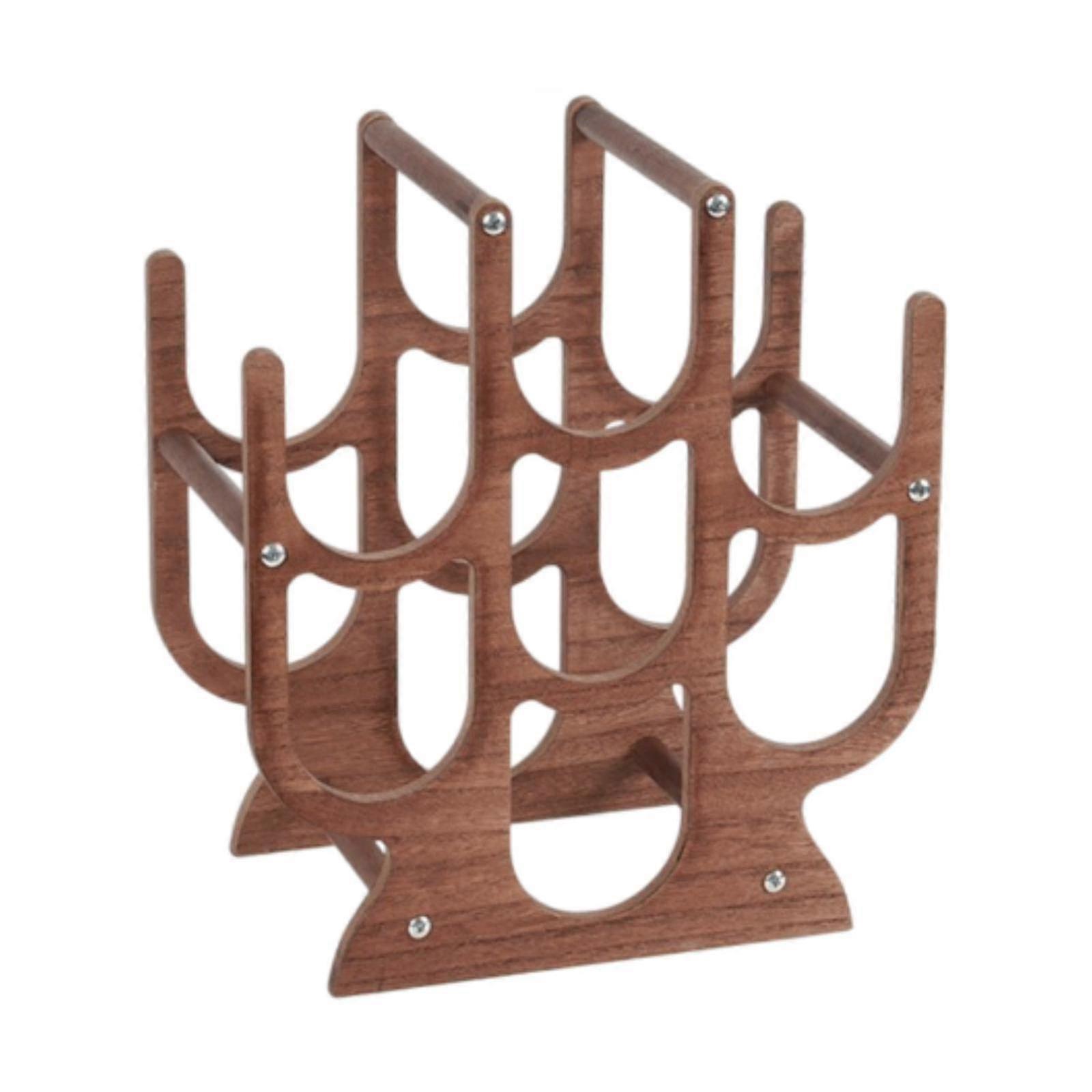 Compact Solid Wood 7-Bottle Wine Stand