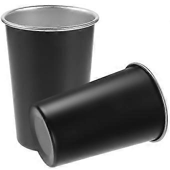 Practical Portable Water Cups Stainless Steel for Camping 10Pcs Black