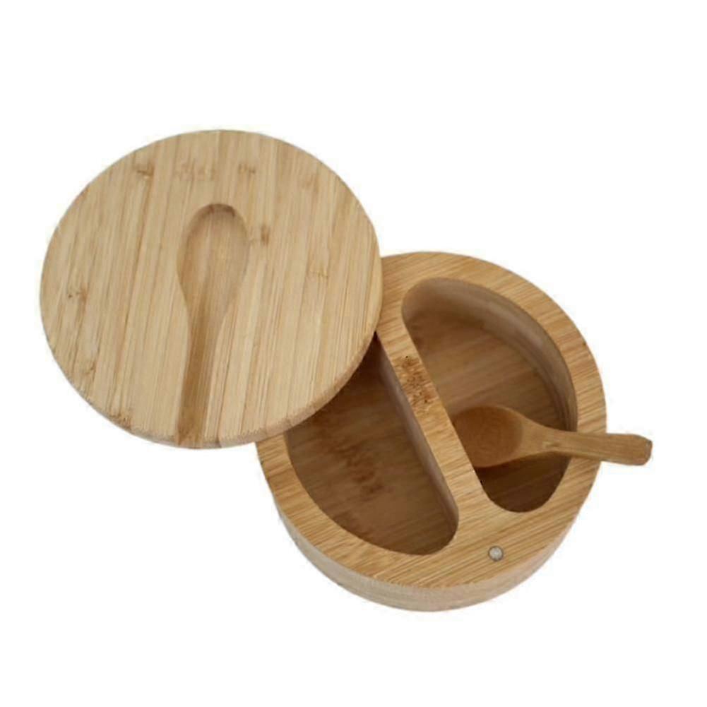 Bamboo Salt Pepper Box Dual Compartment