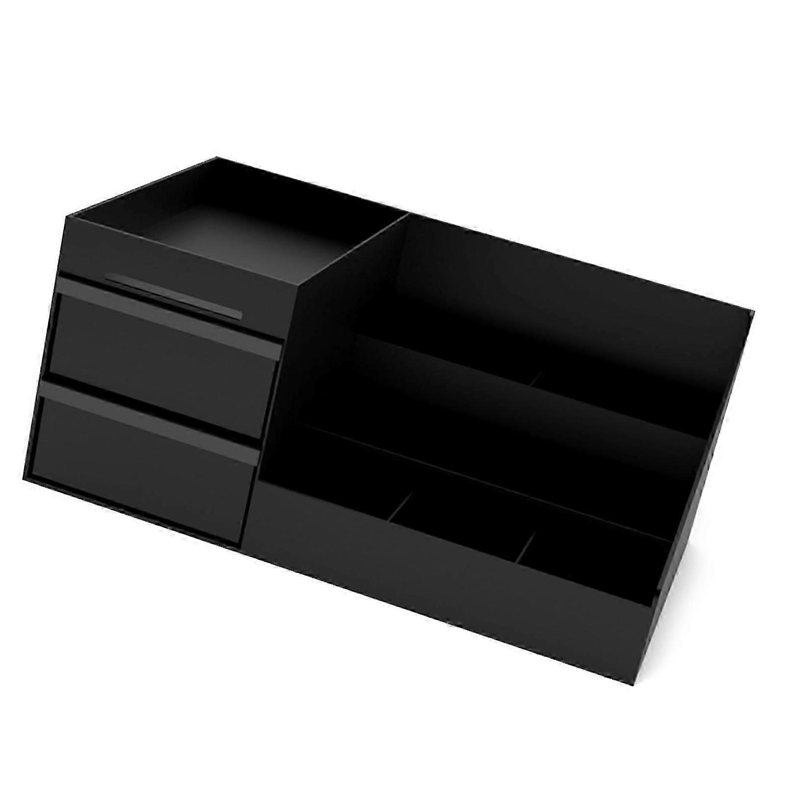 Drawer Style Plastic Storage Unit with Different Sections For Cosmetics, Black