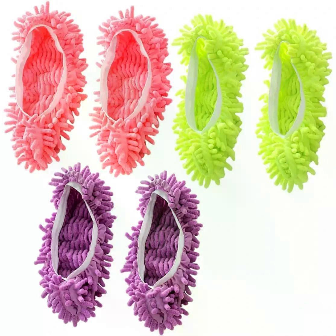 6 Pack Mop Slippers Foot Socks with Elastic Opening, Microfiber