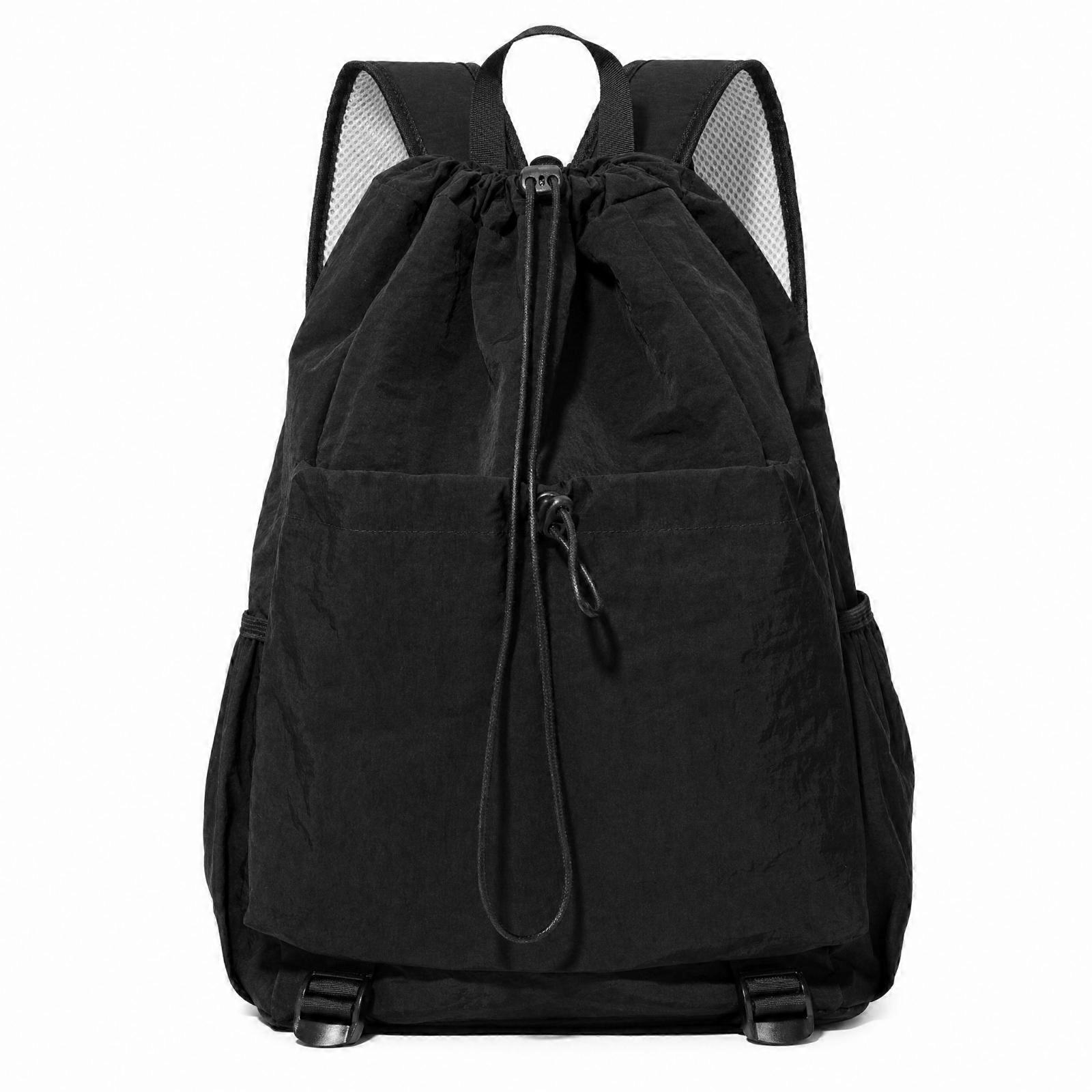 Drawstring Backpack Textured Cinch Bag Compact for Travel