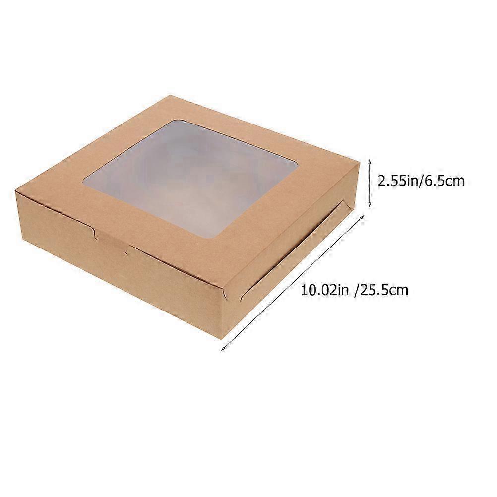 Cake Boxes Kraft Paper Bakery Boxes compatible with Storage 5Pcs with Transparent Window