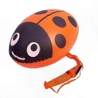 Open Water Swimming Safety Buoy Bag with Ladybug Design, PVC Inflatable Swim Float for Pools, Beach, and Lakes