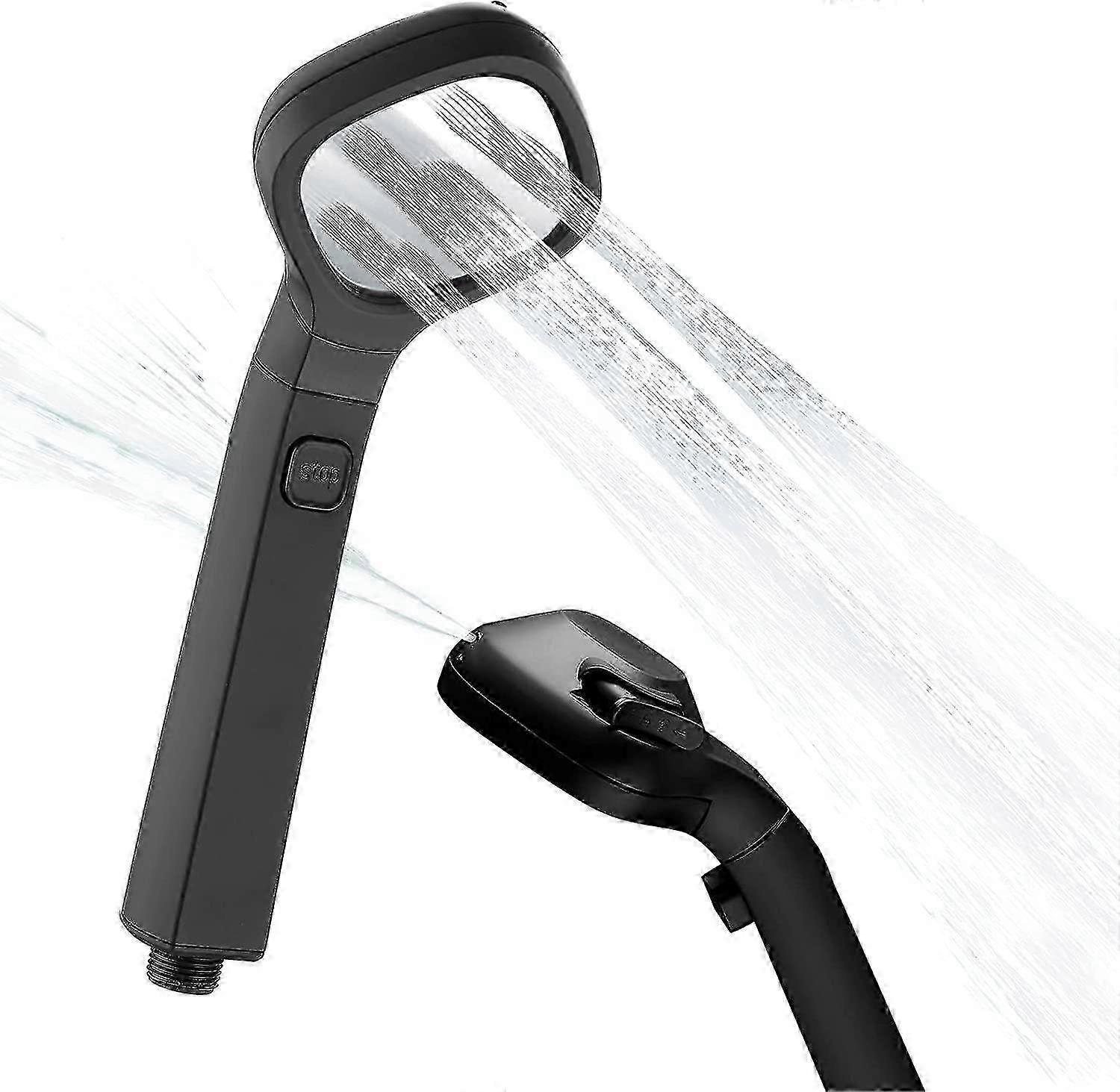 Black High-Pressure Handheld Shower Head with 4 Spray Modes, Multi-Function Bathing Wand