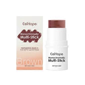 Flerfunktionell makeup-rougestift, krämrougestift, tonad, fast fuktighetskräm för kind, ögon och läppar, vattenfast naturlig nude-smink