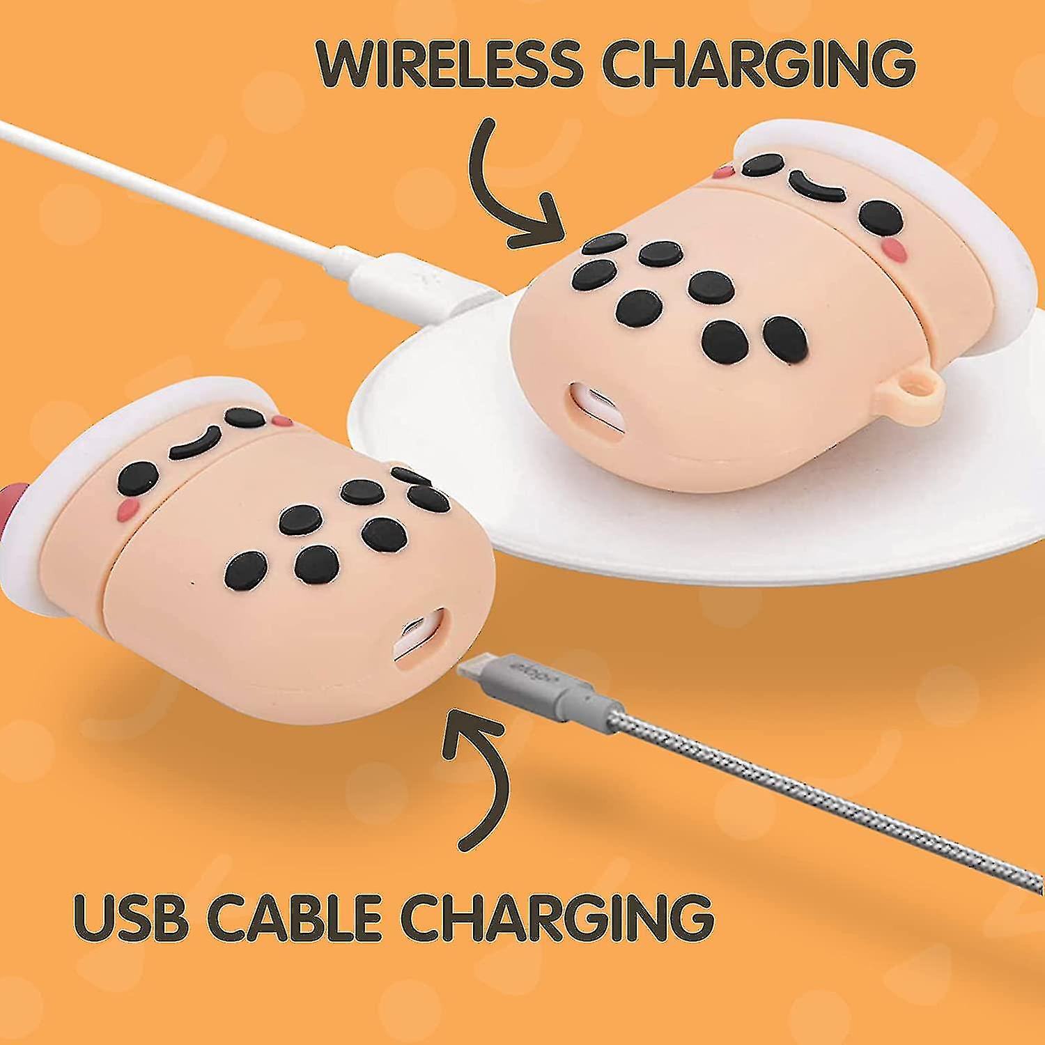 かわいいAirpodsプロケースカバーキーチェーン、ガーリーピンクボバミルクティーシリコーン保護耐衝撃性エアポッドプロ充電ケースと互換性女の子のための