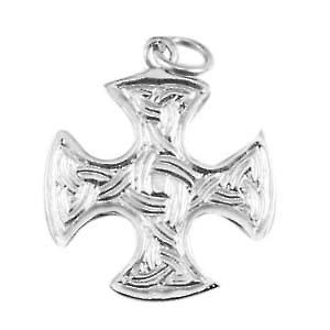 Silver 23mm Saxon embossed knot pattern Cross