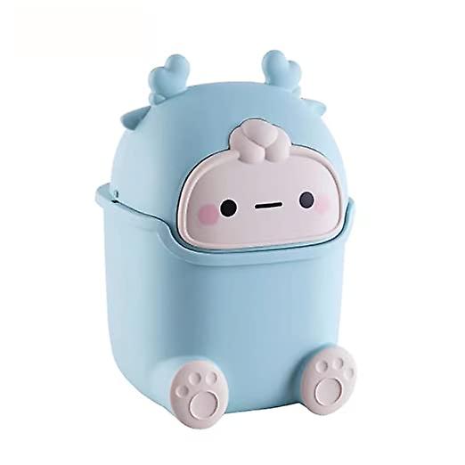 Mini Plastic Desktop Trash Can with Lid, Small Home Office Cleaning Trash Can with 50 Trash Bags (Green)