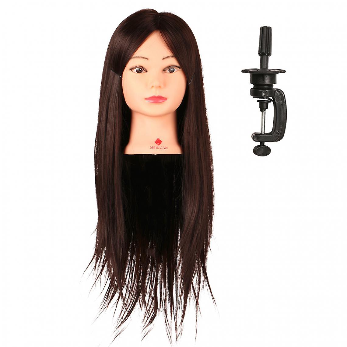 رأس عارضة أزياء للتدريب على تصفيف الشعر + مشبك كابل بني 22 "