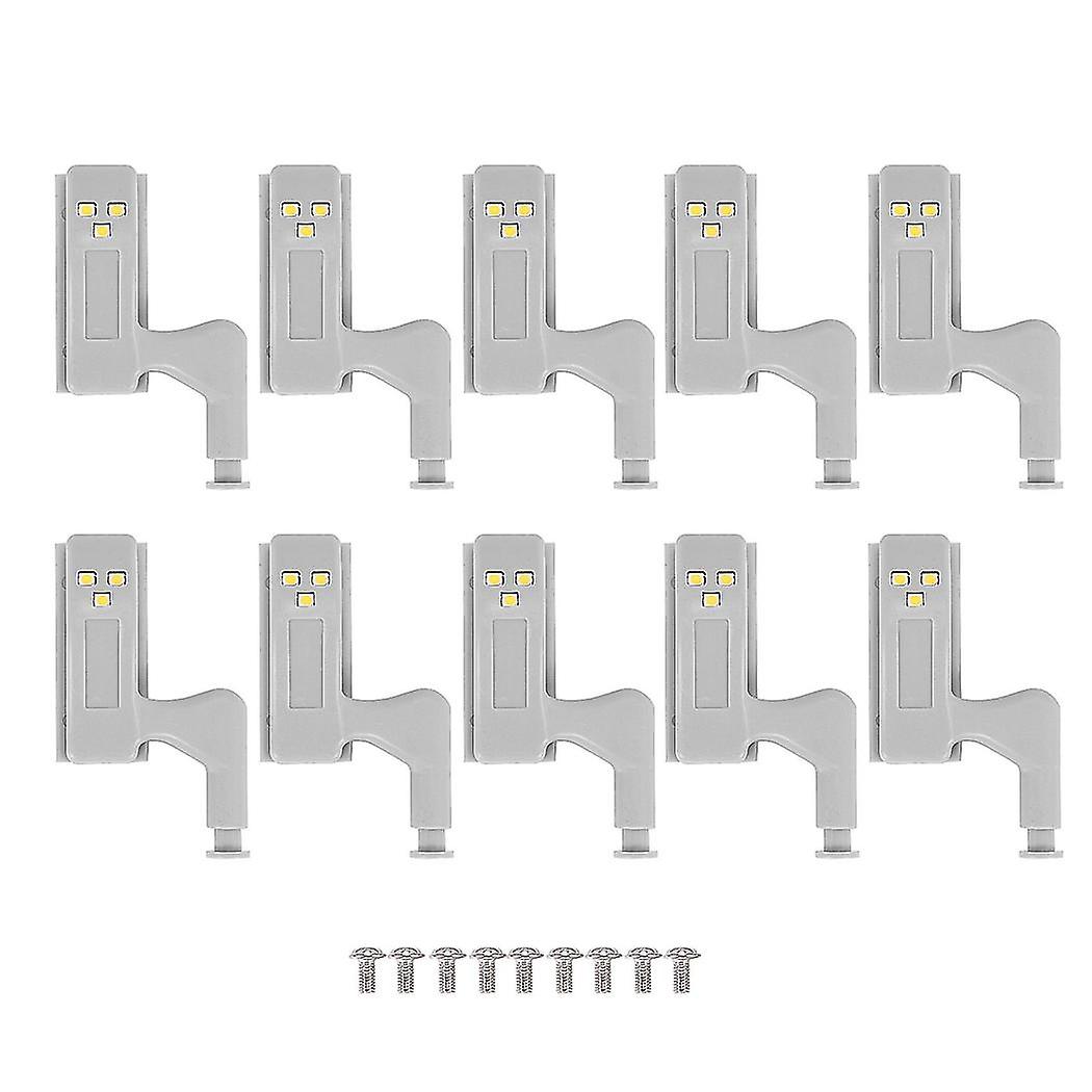 10pcs Cabinet Cupboard Wardrobe Led Hinge Light Smart Sensor Lamp Warm White