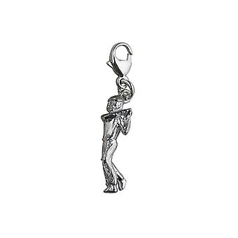Silver 20x6mm Male Golfer Charm with a lobster catch