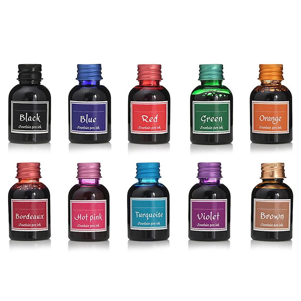 Calligraphy Ink 10 Colors Dip Pen Ink Set Art Writing Drawing Ink Bottles 30ml