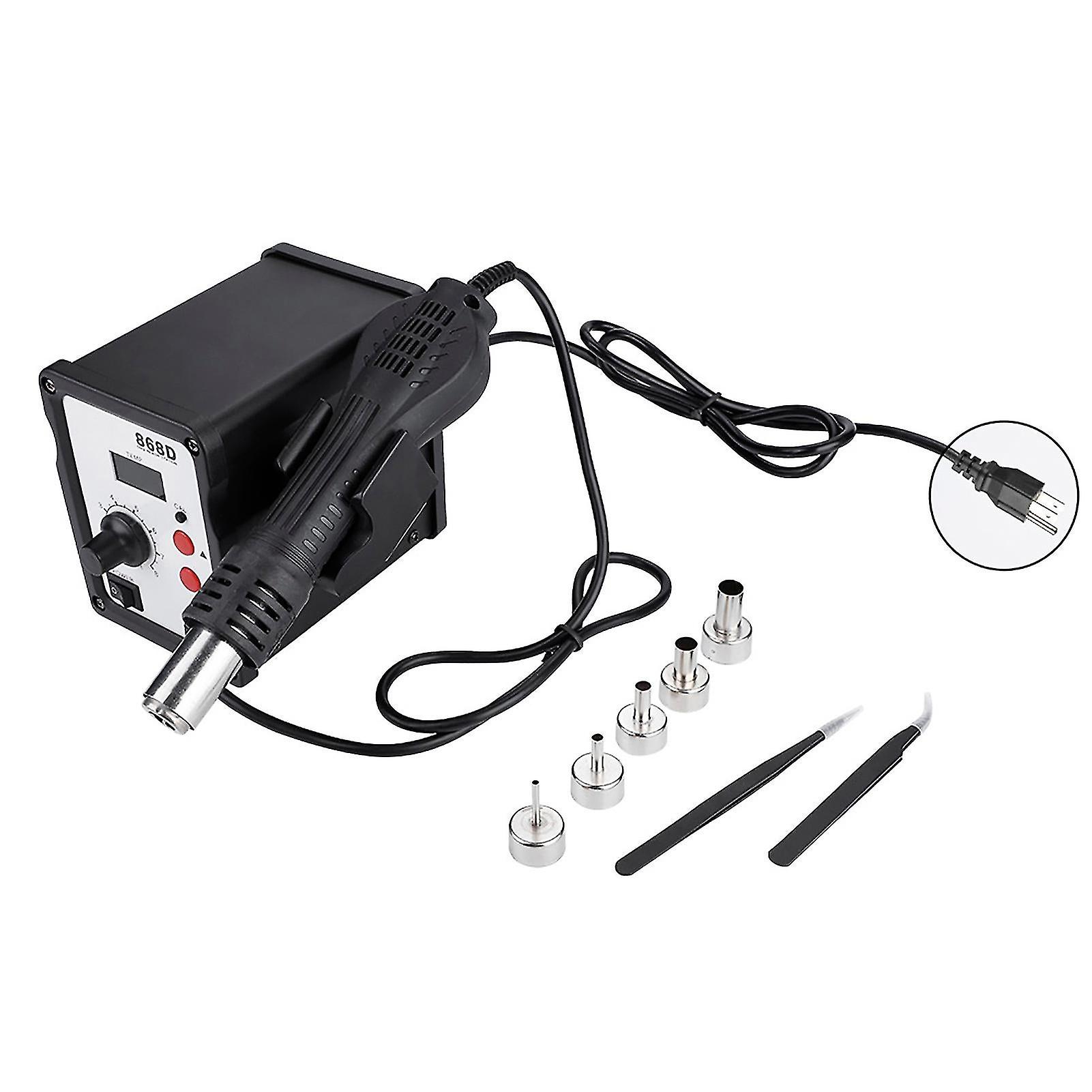 868D 700w Digital Display Hot Air Gun Heat Gun Rework Station With 5 Nozzles (us Plug 110v)