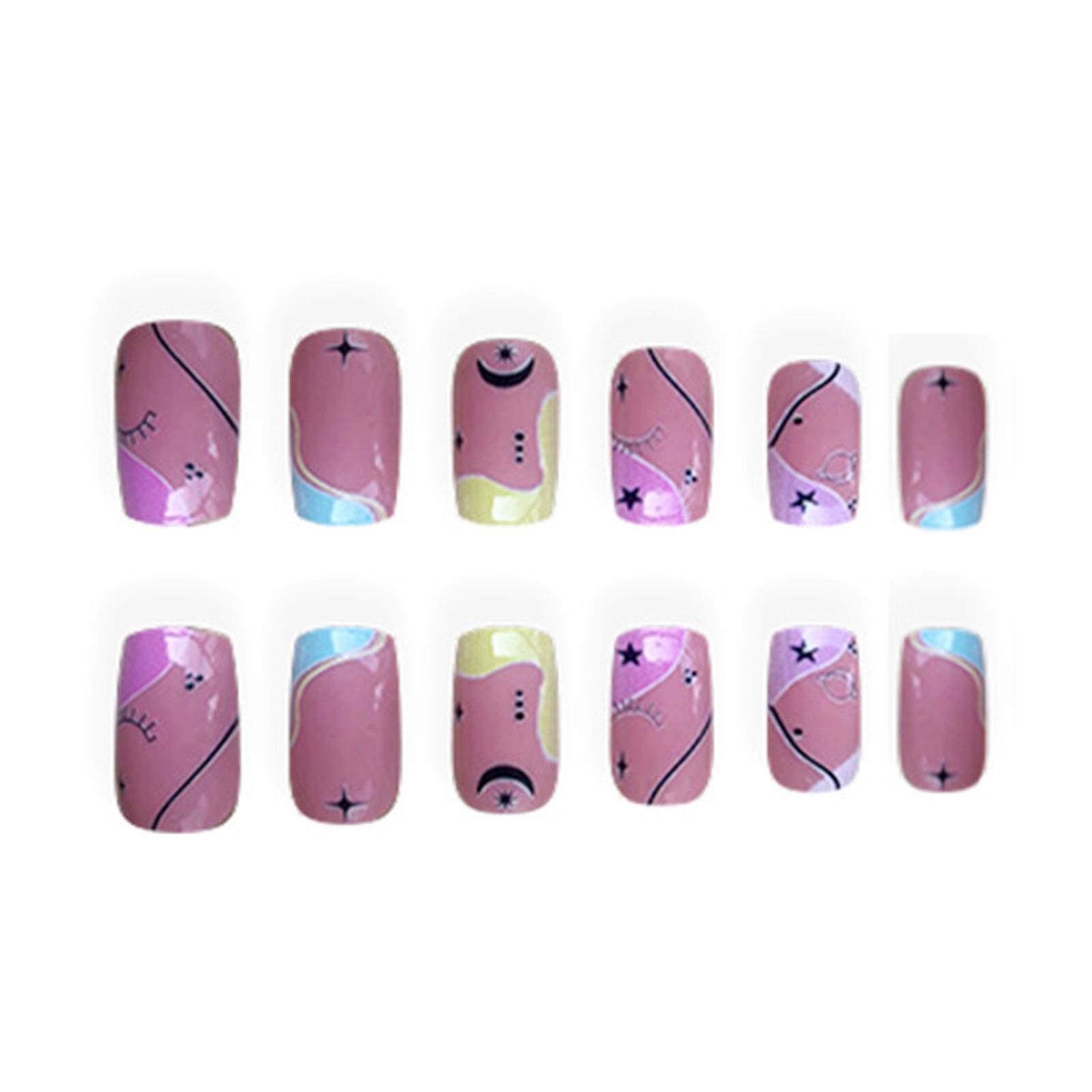 Cute Star Night Fake Nails Durable & Not Easy To Be Scratched Nails For Manicure Novice Beginner