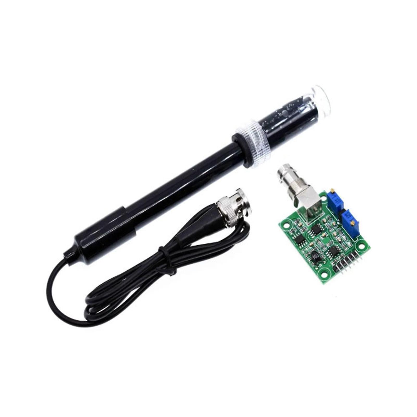 Ph0-14 Value Detect Sensor Module + Ph Electrode Probe Bnc With Cable Ph Value Detector For Aquariums, Hydroponics, Laboratory