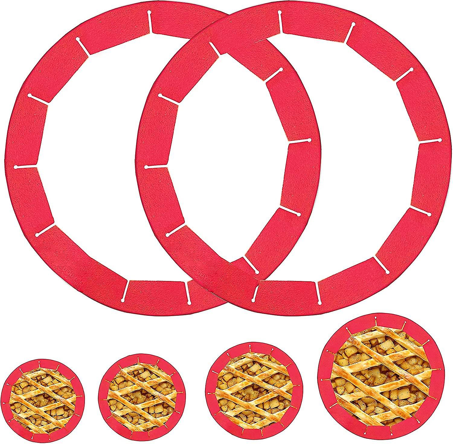 2pcs Pie Crust Shield Adjustable Baking Shell Protector Silicone Pie Crust Protector Fits 8" To 11.4" Diameter Pies