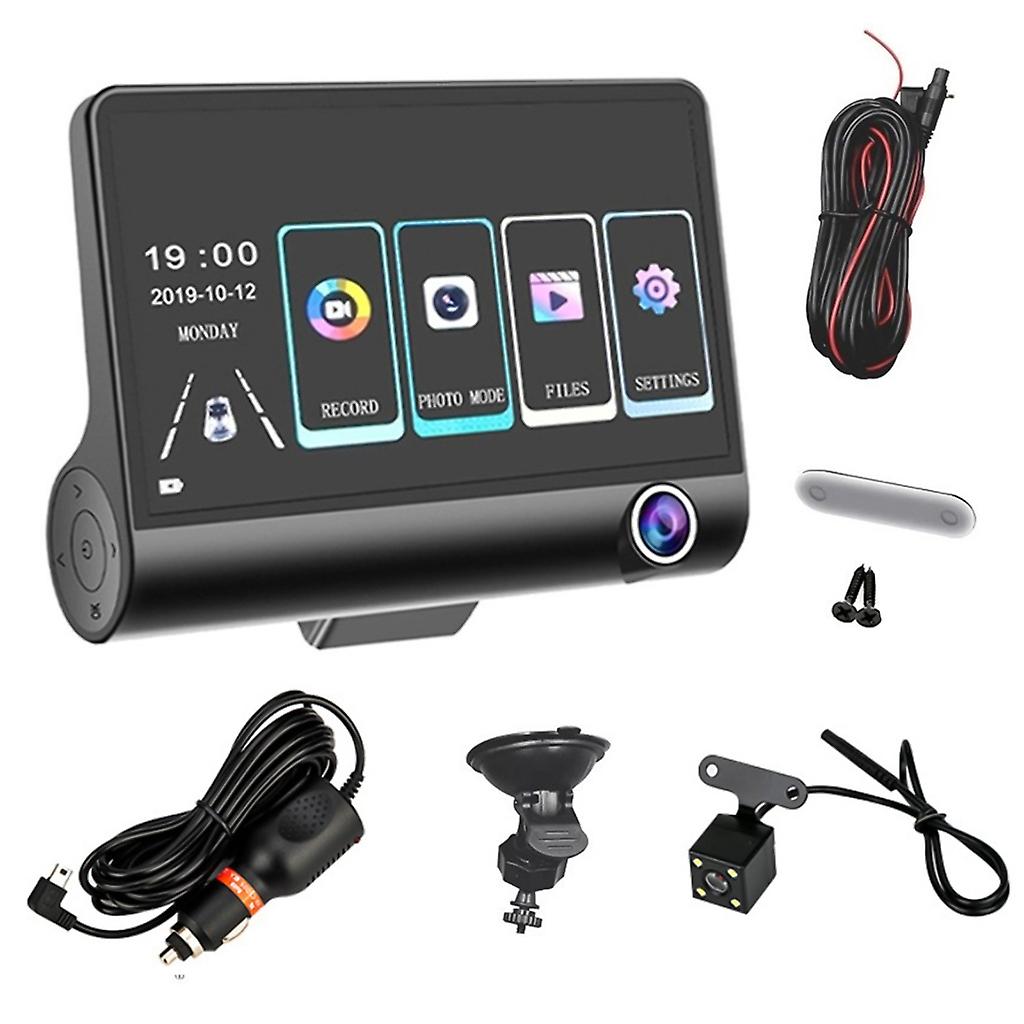 1080P 4,0 polegadas Dash Cam Car Video Recorder Auto Dash Cam com câmeras de 3 vias
