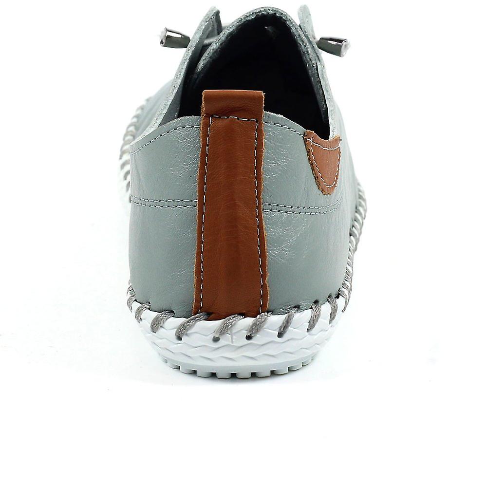 Lunar Women's St Ives Leather Sneakers – Turquoise & White Low-Top Comfort Shoes - View #3