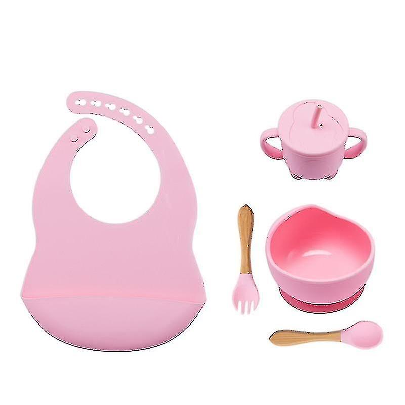 5pcs/1set Silicone Baby Feeding Bowl And Tableware Set