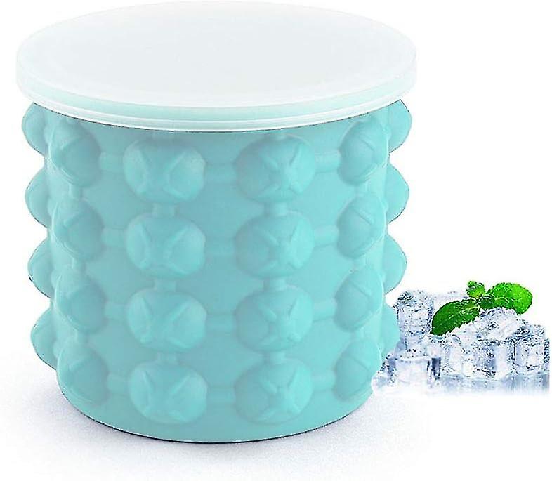 Silikon dubbelväggig ishink med lock återanvändbar isbitstillverkare Bpa Free (liten)