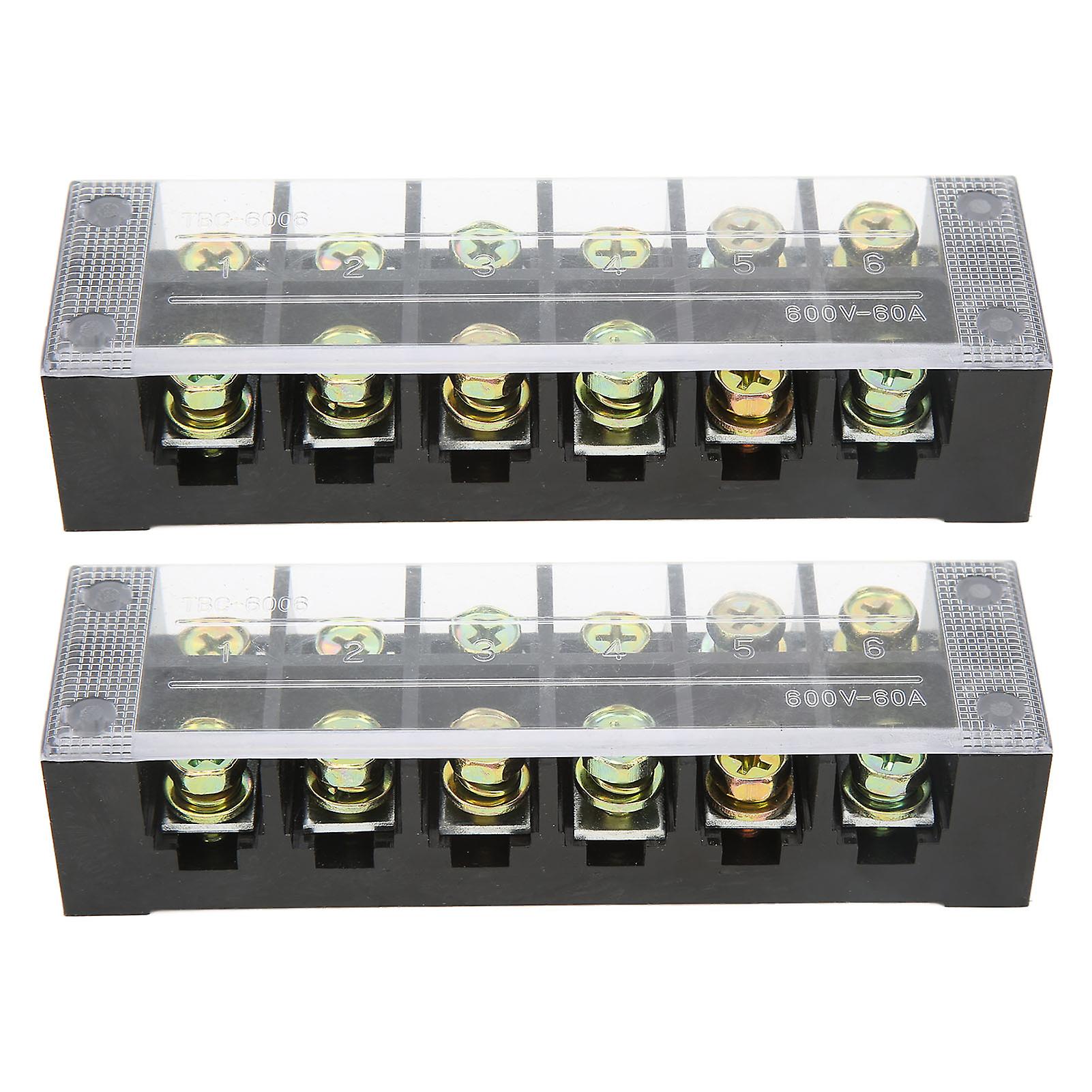 Terminal Strip Block Large Current Easy Wiring Ground Circuit Terminal Block 600V 60A 6 Positions