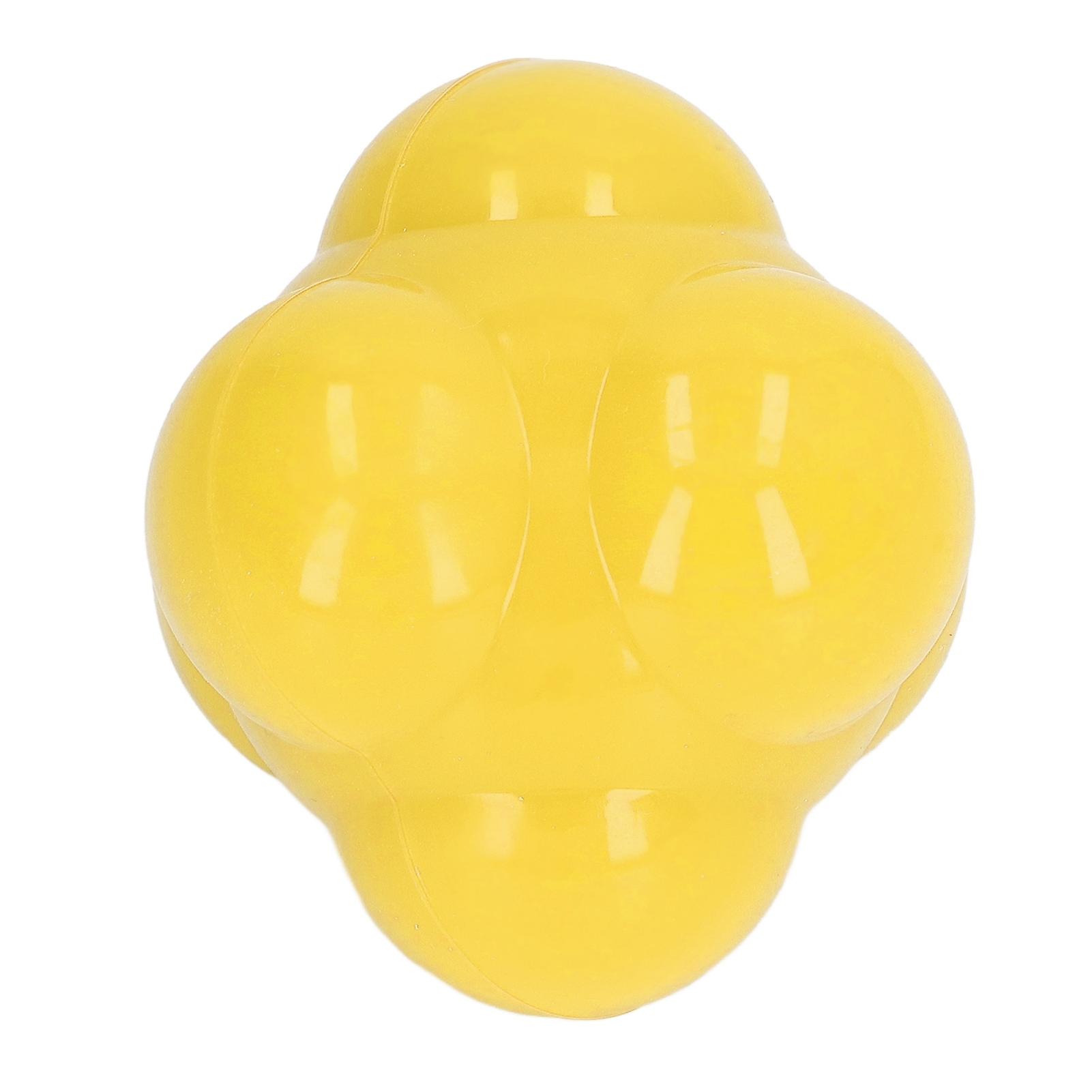 Rubber Reaction Ball Rubber Bright Color Hex Reaction Trainer Ball for Improving Hand Eye Coordination Agility Yellow
