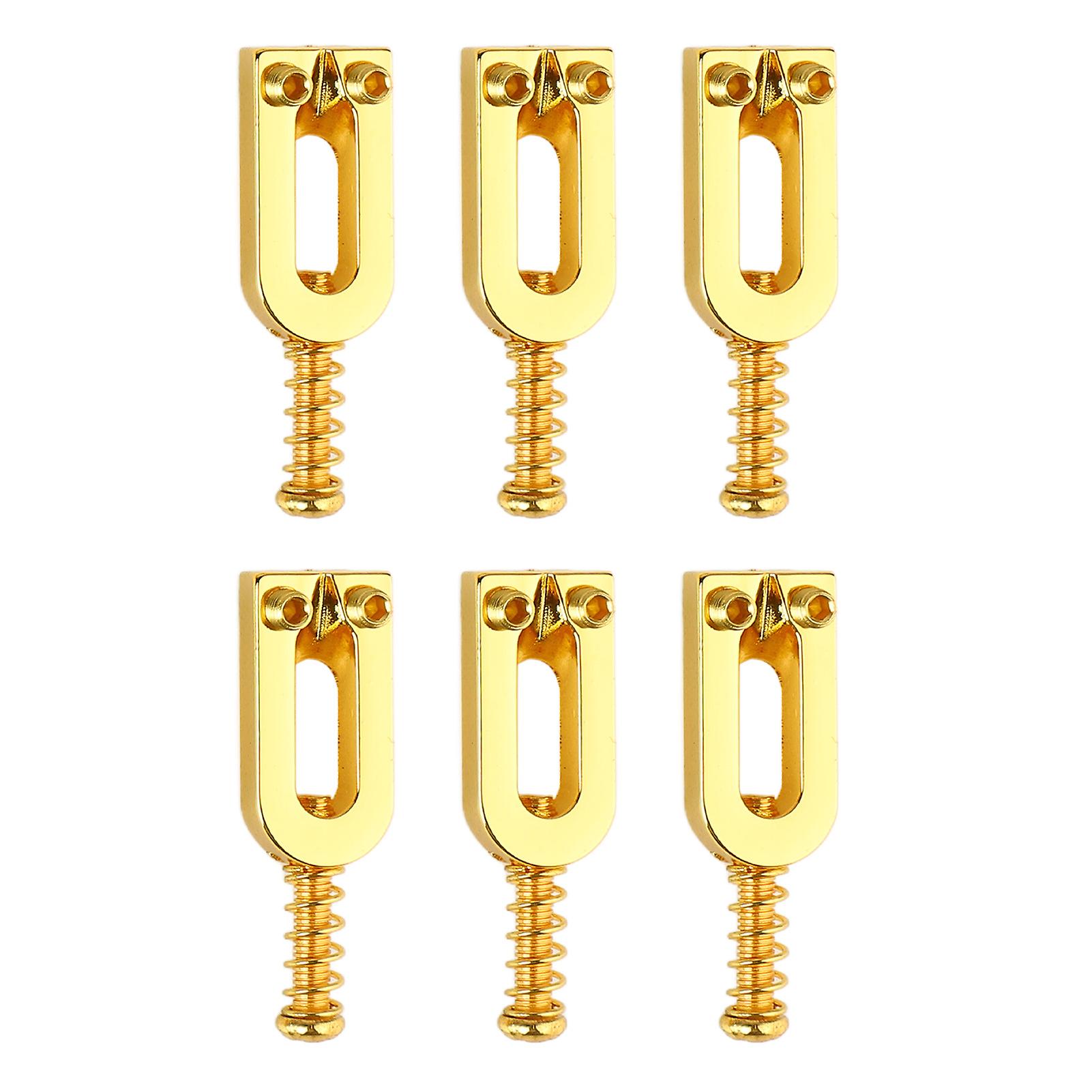 6Pcs Electric Guitar Tremolo Bridge Saddle U Shaped String Tuning Screw Saddle Accessory Gold