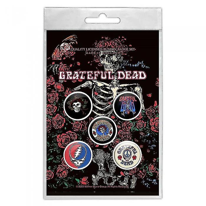 Grateful Dead Skeleton & Rose Badge Set (5 stuks)