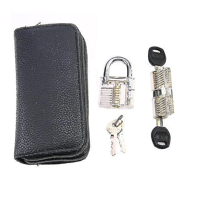 24Pcs Goso Blue Locksmith Lock Tool With Transparent Locks Practice Set Hand Tool Pick Tool Hardware Set