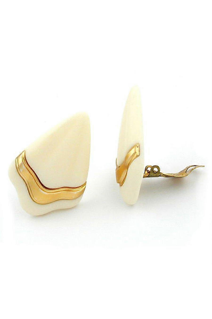 Earring Clip-on Ivory-gold-matte Pear - Gl04612
