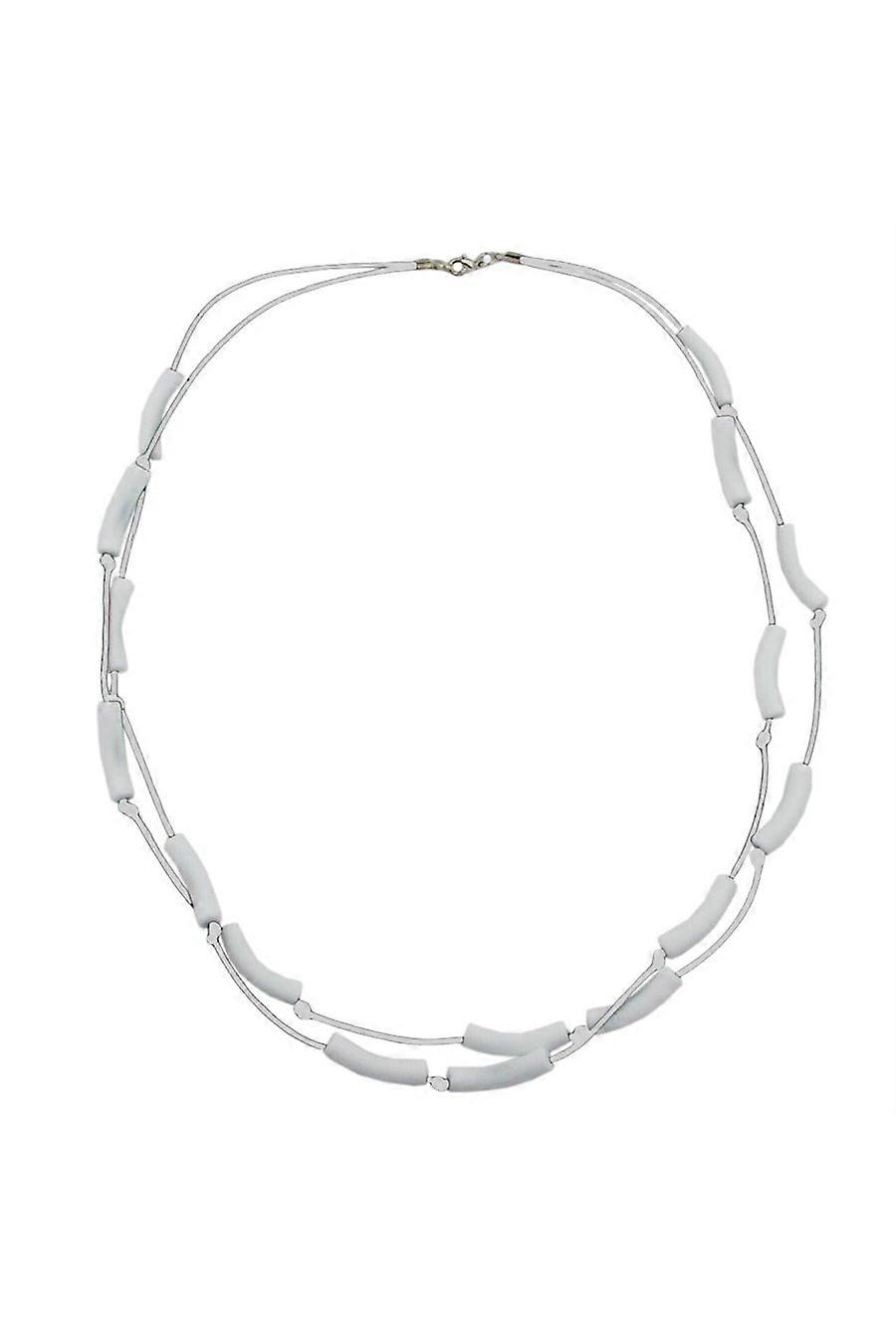 Necklace Tubes White White Cord 70cm - Gl00330