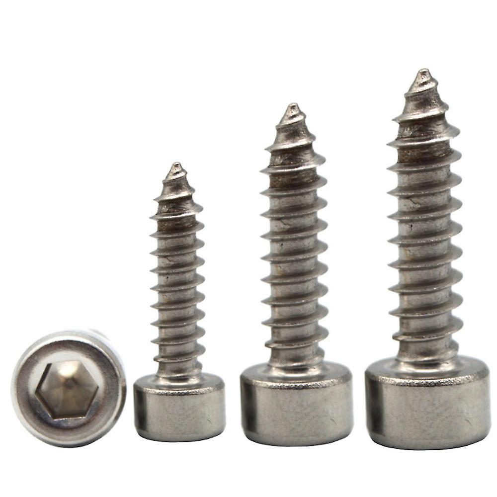 M3sh11 50pcs M3 304 Stainless Steel Hex Socket Cylinder Cap Head Self Tapping Screw Wood Screws Speaker Screws Optional Length