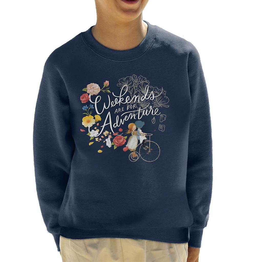 Holly Hobbie Weekend Adventure Light Text Kid's Sweatshirt