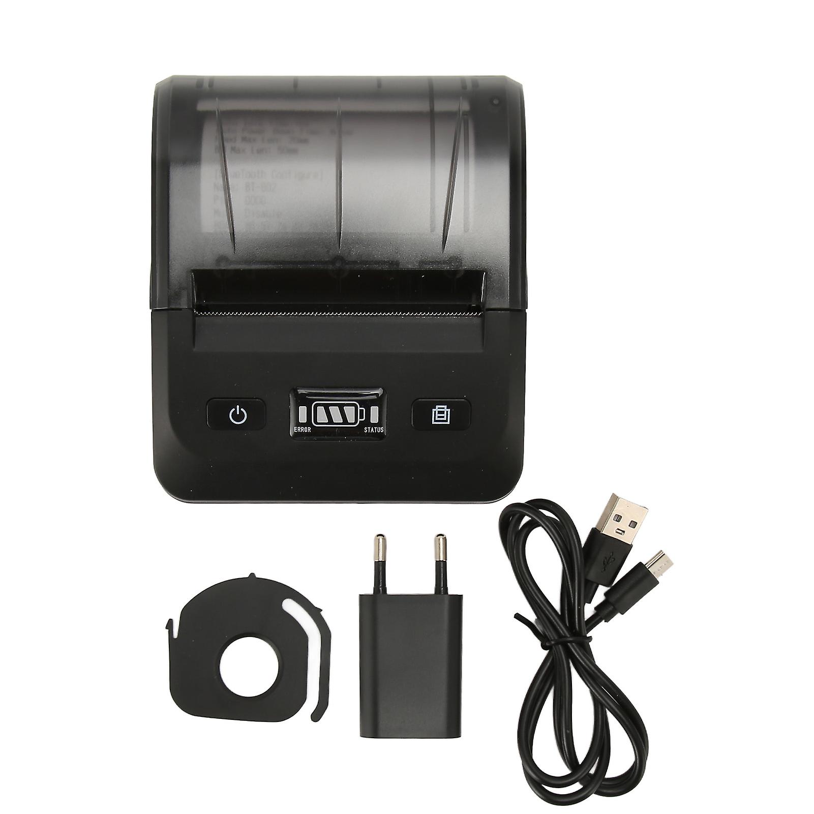 80mm Thermal Printer BT4.2 Connection 50 to 80mm/s 203DPI ESC POS Compatible Type C Shipping Label Printer 100‑240V EU Plug